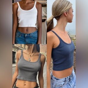 Brandy Melville Beyonca Cropped Tank Haul | White, Faded Navy, Iron Grey